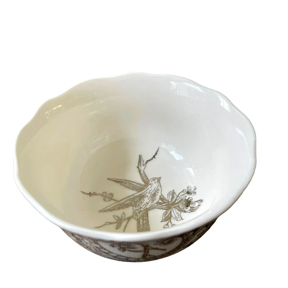 222 Fifth ADELAIDE GOLD Cereal Soup Bowl 5.5in Set of 4 Porcelain New